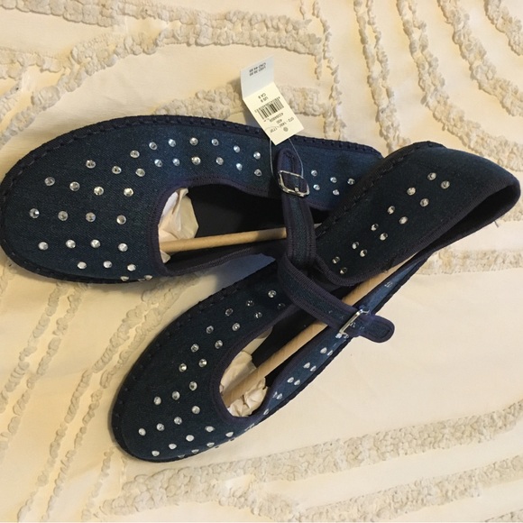 Aerie Blue Mary Jane Flats with Silver Accents - Picture 7 of 11